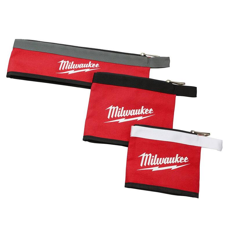 Milwaukee 14 in. Low Profile Backpack with Multi-Size Zipper Tool Bags in Red (3-Pack) - 48-22-8202-48-22-8183