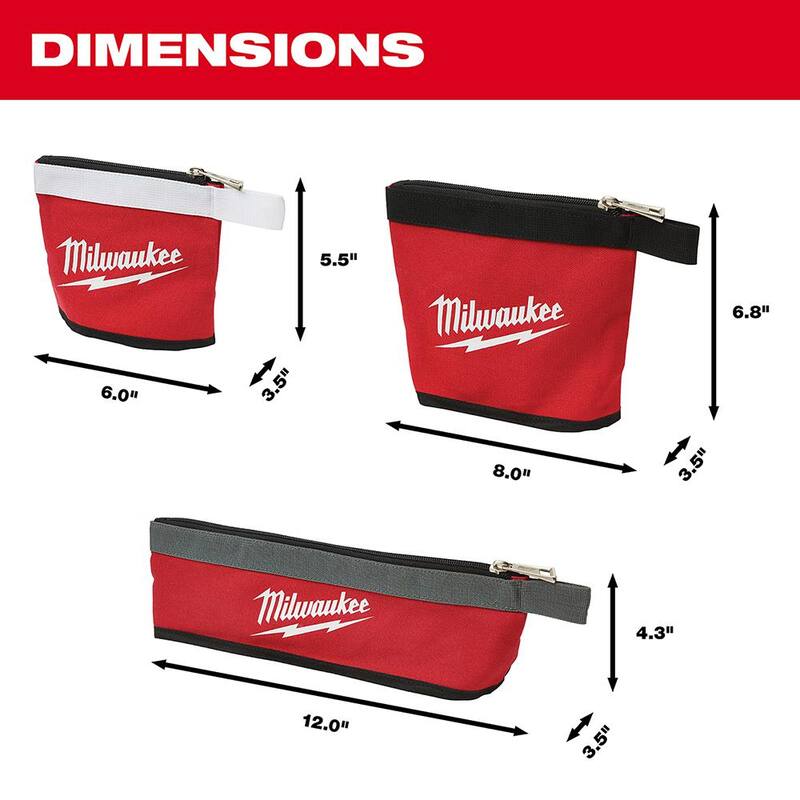 Milwaukee 14 in. Low Profile Backpack with Multi-Size Zipper Tool Bags in Red (3-Pack) - 48-22-8202-48-22-8183
