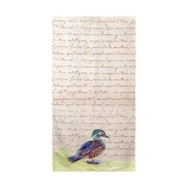 Betsy Drake Betsy Drake BT149B Female Wood Duck Beige Script Beach Towel - BT149B