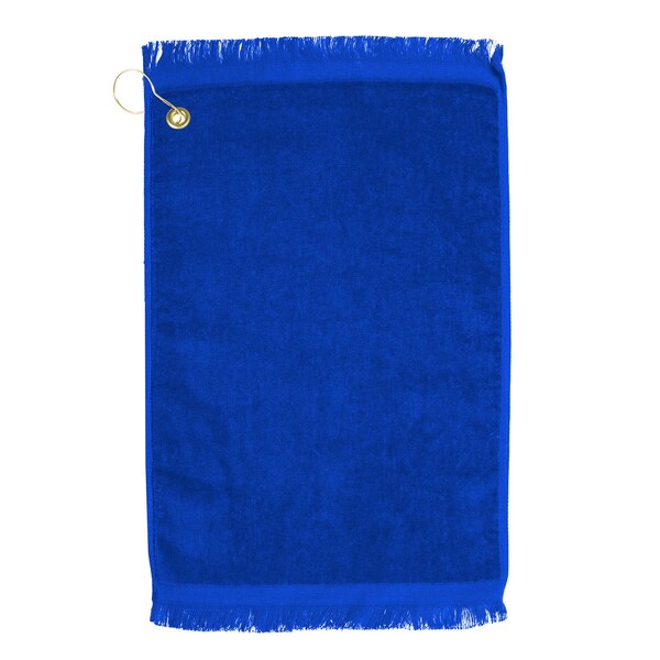 Towelsoft Premium Fringed Velour Golf Towel with Corner Hook &Grommet Placement-Royal - GOLF-EV1407CL-RYLBLU
