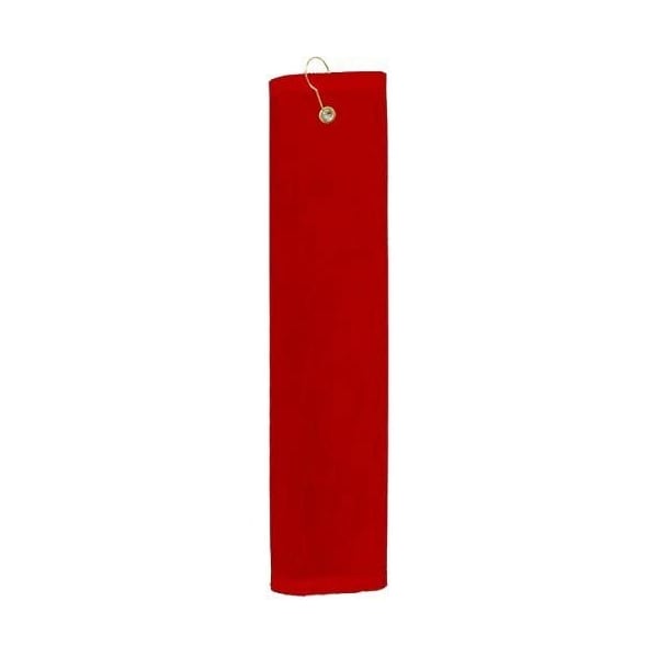 Towelsoft Premium 16 inch x 26 inch Velour Golf Towel with Tri-fold Hook & Grommet Placement-Red - GOLF-GV1201TR-RD