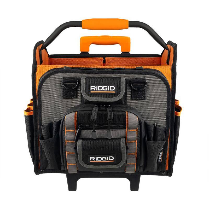 RIDGID 17 in. 62 Pocket Professional Grade Open Top Rolling Tool Bag - RD75016-TH
