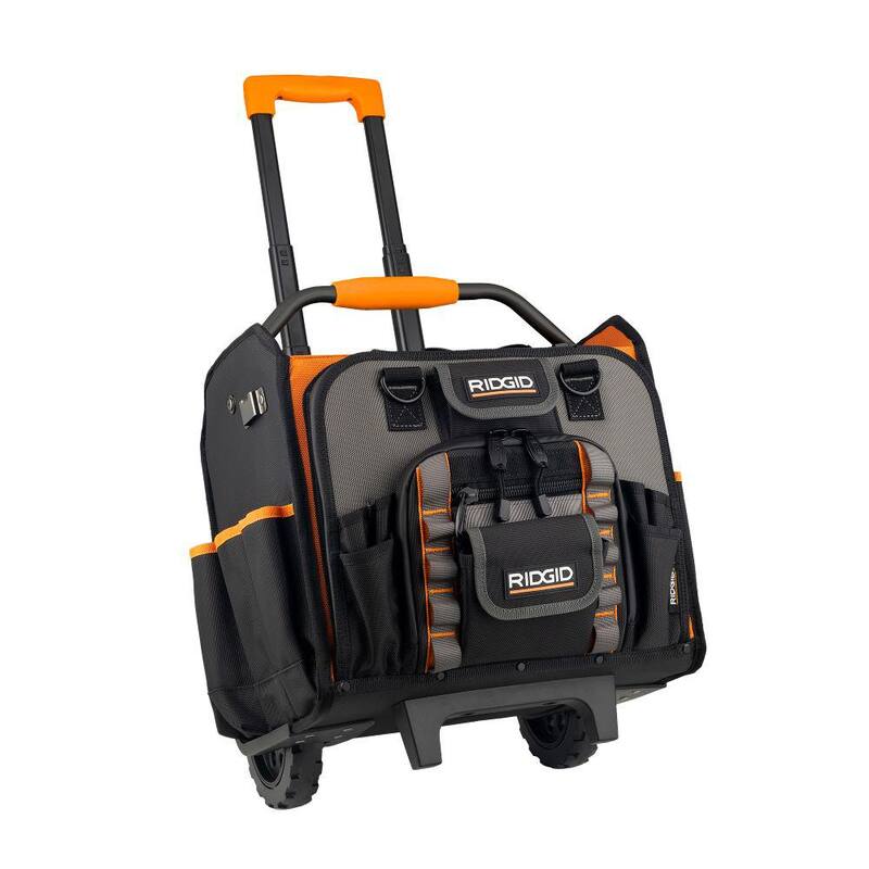 RIDGID 17 in. 62 Pocket Professional Grade Open Top Rolling Tool Bag - RD75016-TH