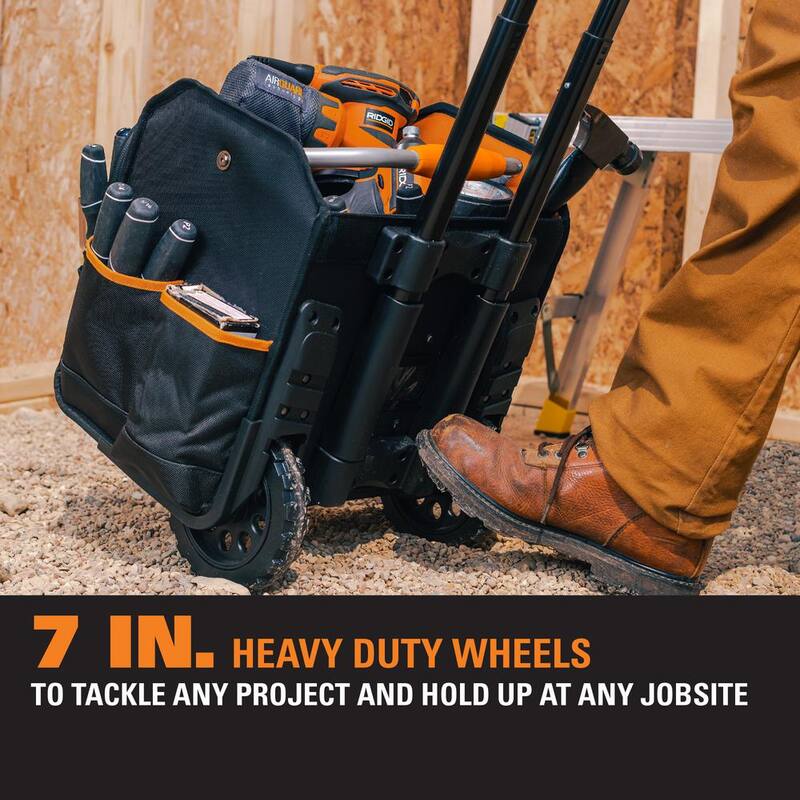RIDGID 17 in. 62 Pocket Professional Grade Open Top Rolling Tool Bag - RD75016-TH