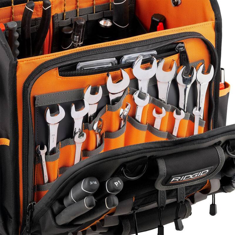 RIDGID 17 in. 62 Pocket Professional Grade Open Top Rolling Tool Bag - RD75016-TH