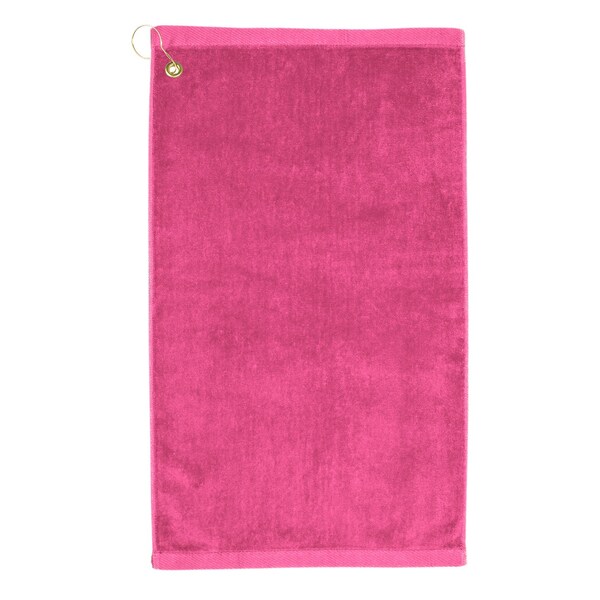 Towelsoft Premium 16 inch x 26 inch Velour Golf Towel with Corner Hook &Grommet Placement-Hot Pink - GOLF-GV1201CL-HPNK