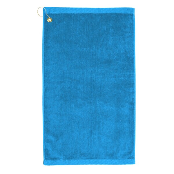 Towelsoft Premium 16 inch x 26 inch Velour Golf Towel with Corner Hook &Grommet Placement-Aqua - GOLF-GV1201CL-AQ