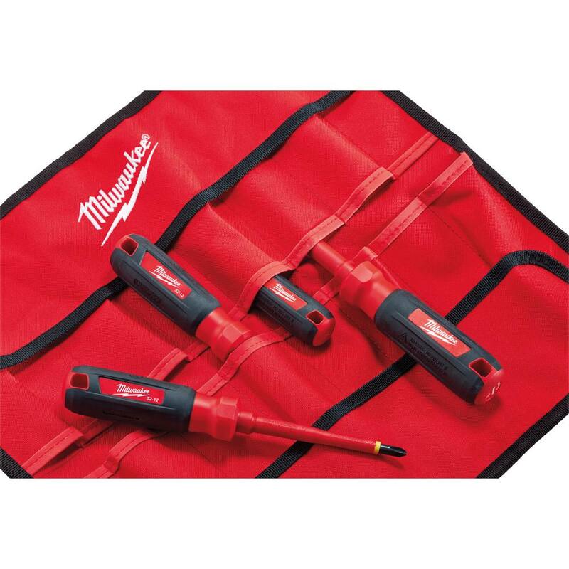 Milwaukee 10 in. Jobsite Backpack with 1000-Volt Insulated Screwdriver Set and Pouch (4-Piece) - 48-22-8200-48-22-2204