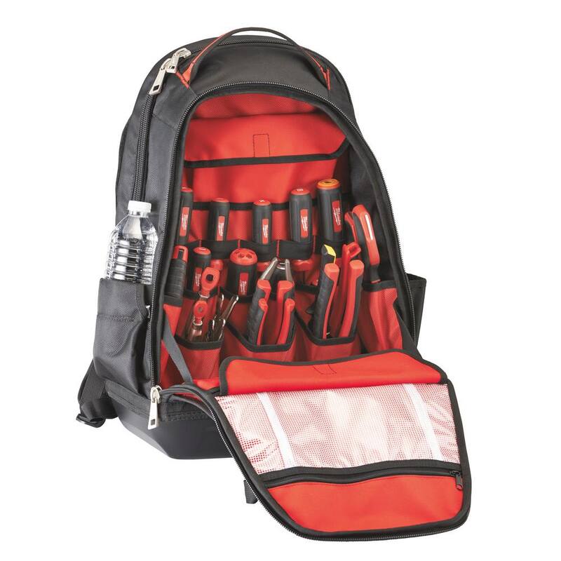 Milwaukee 10 in. Jobsite Backpack with 1000-Volt Insulated Screwdriver Set and Pouch (4-Piece) - 48-22-8200-48-22-2204