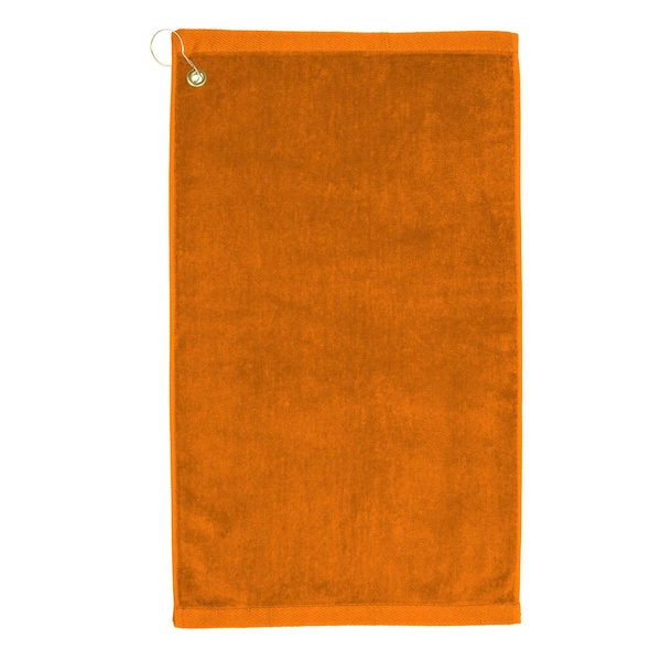 Towelsoft Premium 16 inch x 26 inch Velour Golf Towel with Corner Hook &Grommet Placement-Orange - GOLF-GV1201CL-ORG