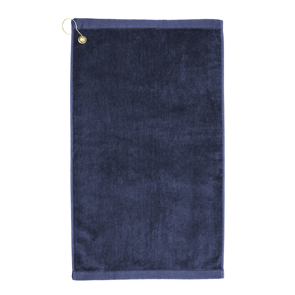 Towelsoft Premium 16 inch x 26 inch Velour Golf Towel with Corner Hook &Grommet Placement-Navy - GOLF-GV1201CL-NVY