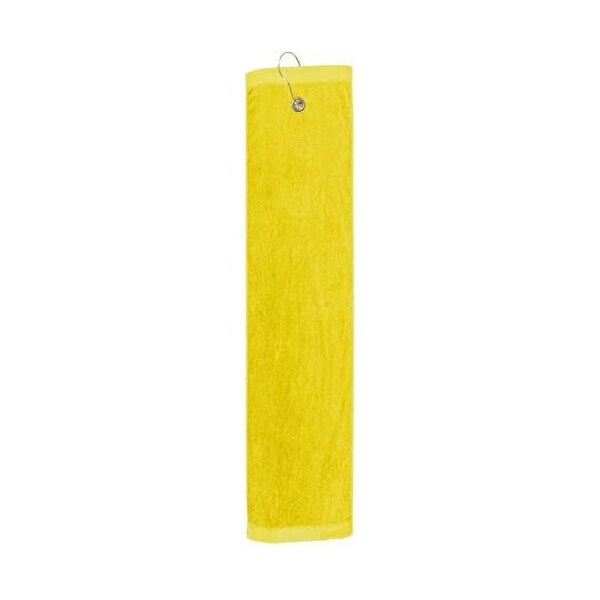 Towelsoft Premium 16 inch x 26 inch Velour Golf Towel with Tri-fold Hook & Grommet Placement-Yellow - GOLF-GV1201TR-YLW