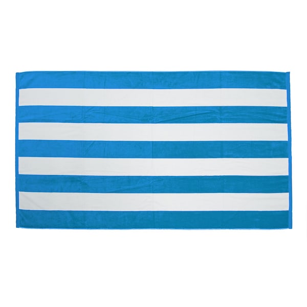 Towelsoft Premium Cabana Stripe Velour Beach Towel 35 inch x 60 inch-Aqua - HOME-BV9006-AQUA