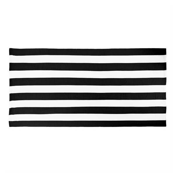 Towelsoft Microfiber Cabana Stripe Beach Towel 30 inch x 60 inch Black - BEACH-BP1538-BLK