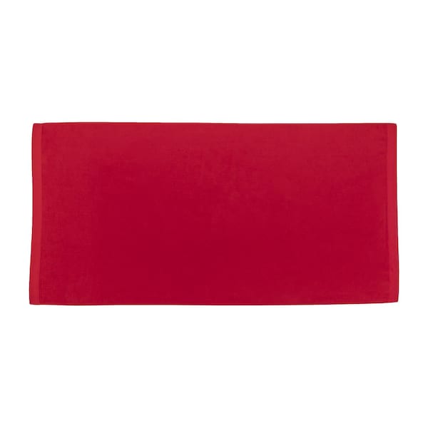 Towelsoft Jumbo Size Terry Dobby Hem Velour Beach Towel Velour Beach Towel 36 inch x 72 inch -Red - HOME-BV1104-RED