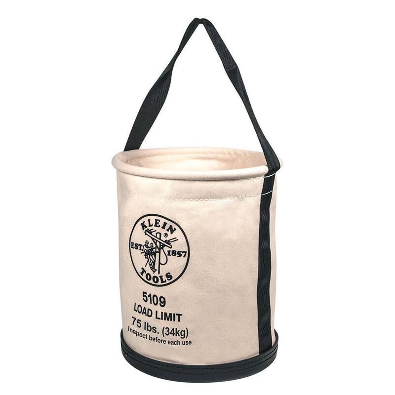 Klein Tools Canvas Bucket, Wide-Opening, Straight-Wall, Molded Bottom, 12-Inch - 5109