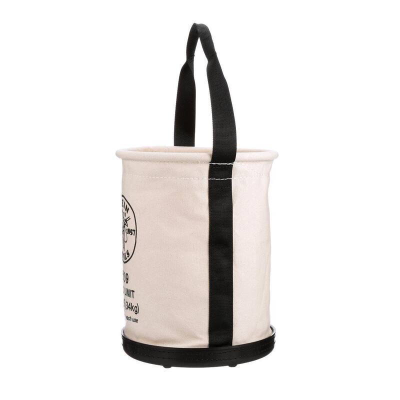 Klein Tools Canvas Bucket, Wide-Opening, Straight-Wall, Molded Bottom, 12-Inch - 5109