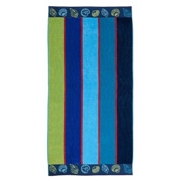 Superior Superior BEACH-SEA SHELLS-BLUE Superior Collection Luxurious Oversized Jacquard Cotton Beach Towels - Sea Shells - BEACH-SEA SHELLS-BLUE