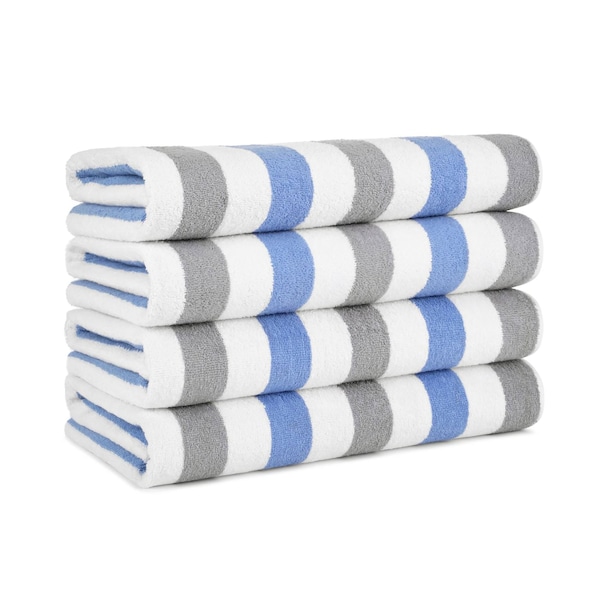 Monarch Brands Cabo Cabana Towels - Grey/Navy, 4PK - PNP-CABOCABANA-GY/NV