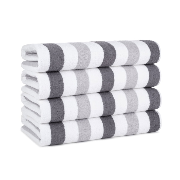 Monarch Brands Cabo Cabana Towels - Black/Grey, 4PK - PNP-CABOCABANA-BK/GY