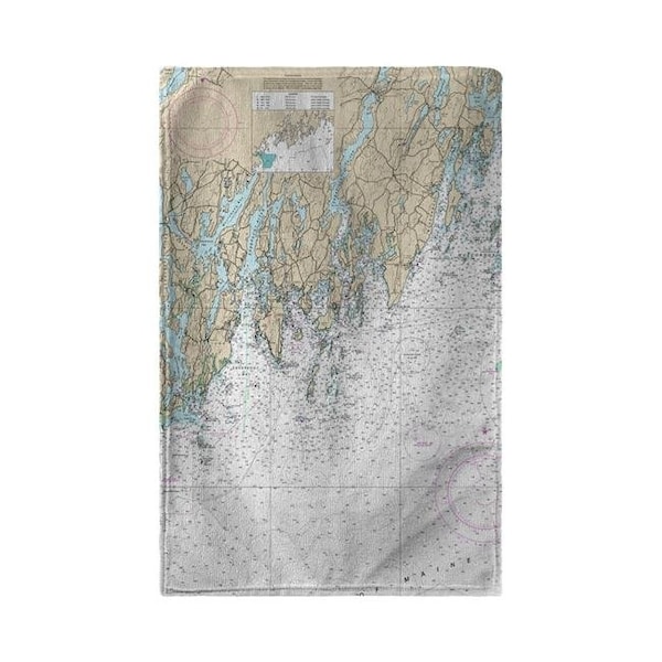 Betsy Drake Betsy Drake BT13288SP Southport - Pemaquid; ME Nautical Map Beach Towel - 30 x 50 in. - BT13288SP