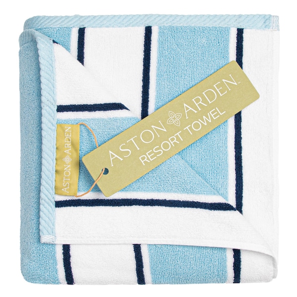 Monarch Brands Aston & Arden Pinstriped Beach Towel - Blue/Blue - P-BT-PNS-25CBB
