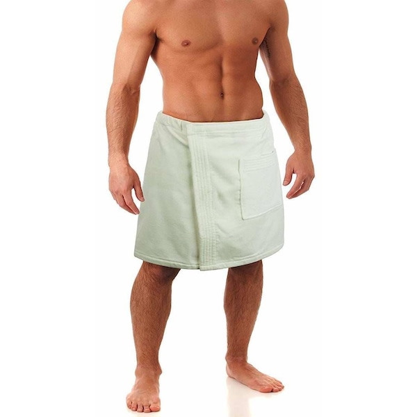 Towelsoft Premium Terry Velour Spa Wrap- White for Men - BODY WRAP-TERRY-WV4002-WE