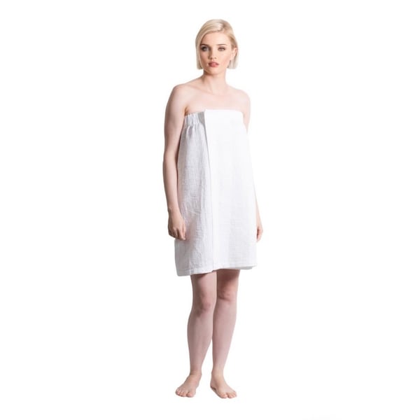 Towelsoft Women's Waffle Body Wrap, Adjustable Closure White, One Size - BODY WRAP-WAFFLE-WHT