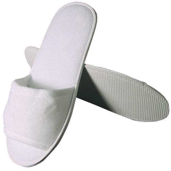R & R Textile Slippers, Open Toe, Terry, White, PK25 - X70500