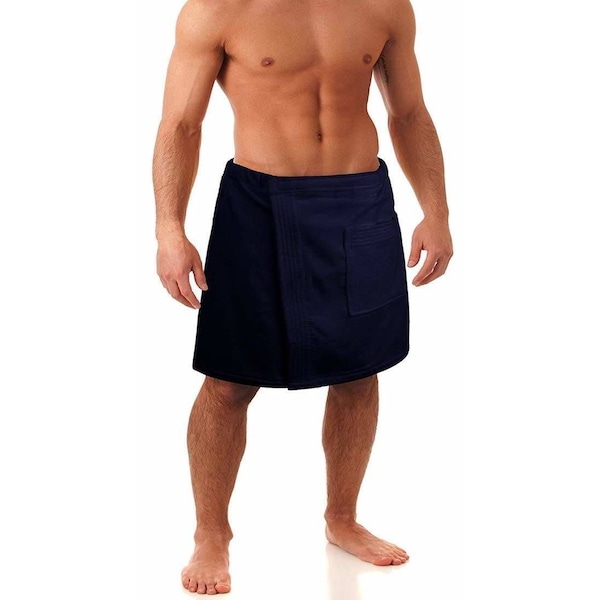 Towelsoft Premium Terry Velour Spa Wrap- Navy for Men - BODY WRAP-TERRY-WV4003-NVY