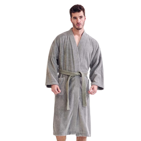 Towelsoft Unisex Men's Terry Gray Bathrobe One Size - RM-MEN-TRY-SLV-OS