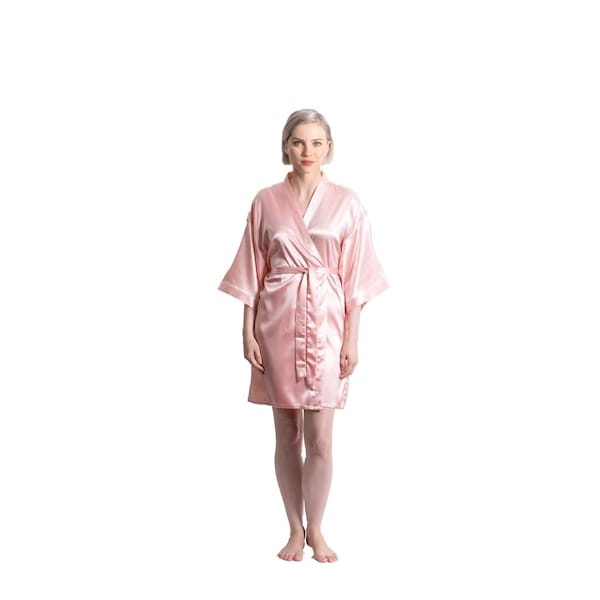 Towelsoft Satin Kimono Light Pink Short Robe for Women Small/ Medium - SATINR-SM-PNK