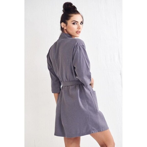 Towelsoft Women's Short Waffle Kimono Gray Bathrobe Small/Medium - WM-WAFFLE-SHRT-GRY-SM