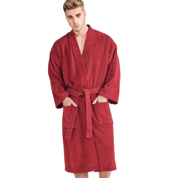Towelsoft Unisex Men's Terry Brick Red Bathrobe One Size - RM-MEN-TRY-RD-OS