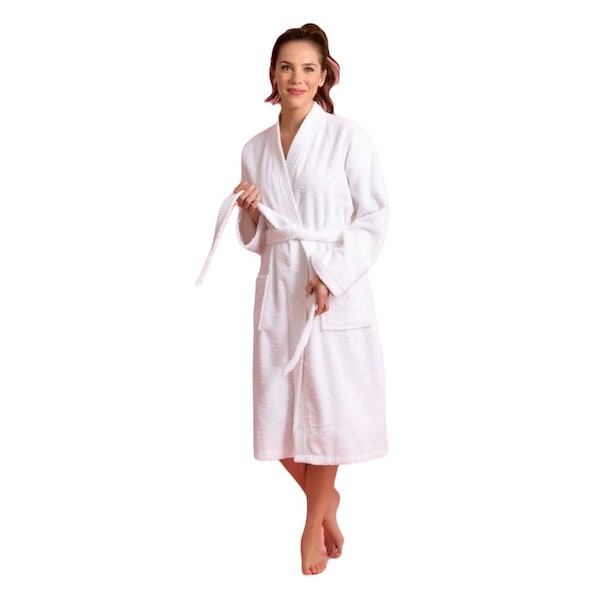 Towelsoft Women's Terry White Bathrobe White 100% Cotton One Size - TRY-CTTN-RBS-WHT-SM