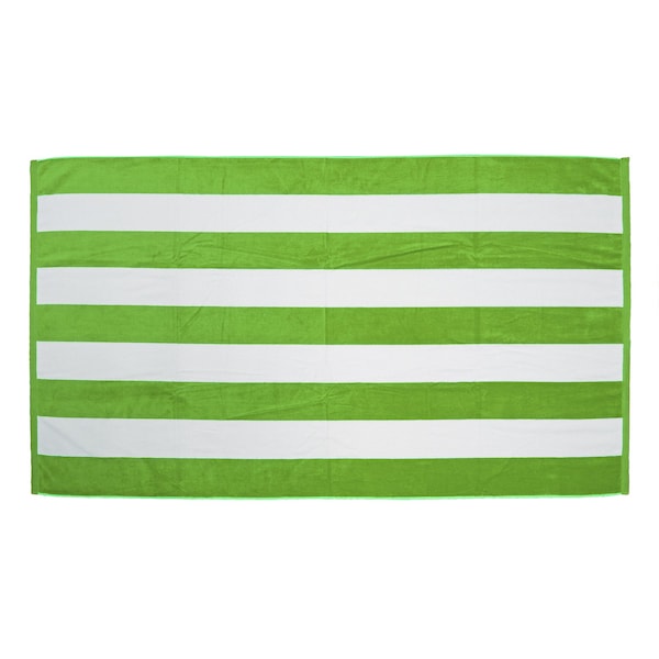 Towelsoft Premium Cabana Stripe Velour Beach Towel 35 inch x 60 inch-Lime - HOME-BV9006-LIME