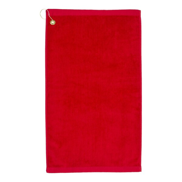 Towelsoft Premium 16 inch x 26 inch Velour Golf Towel with Corner Hook &Grommet Placement-Red - GOLF-GV1201CL-RED