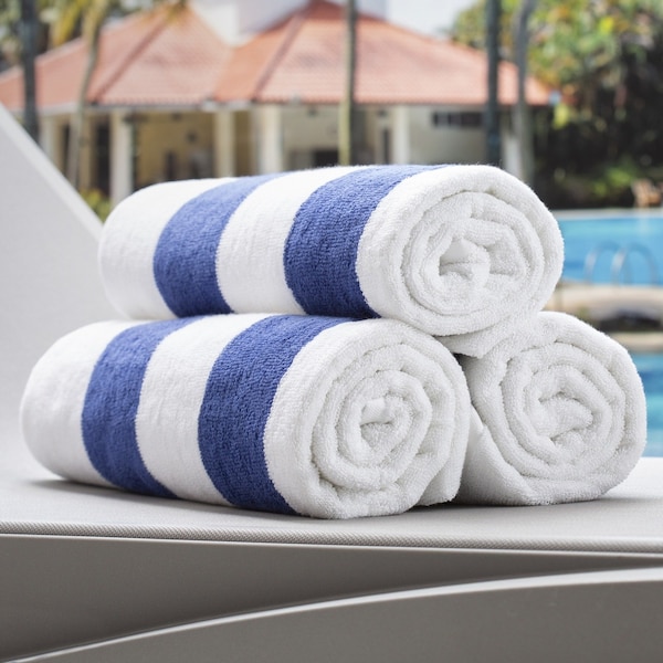 Registry Pool Towel, 35x70, Blue Cabana Stripe, 12PK - S809-BWS-AHLC