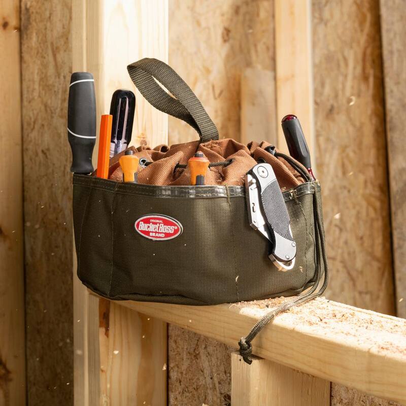 BUCKET BOSS 10 in. Parachute Parts Tool Bag in Brown - 25001