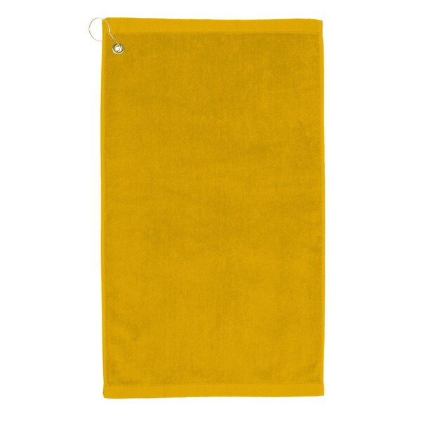 Towelsoft Premium 16 inch x 26 inch Velour Golf Towel with Corner Hook &Grommet Placement-Gold - GOLF-GV1201CL-GLD