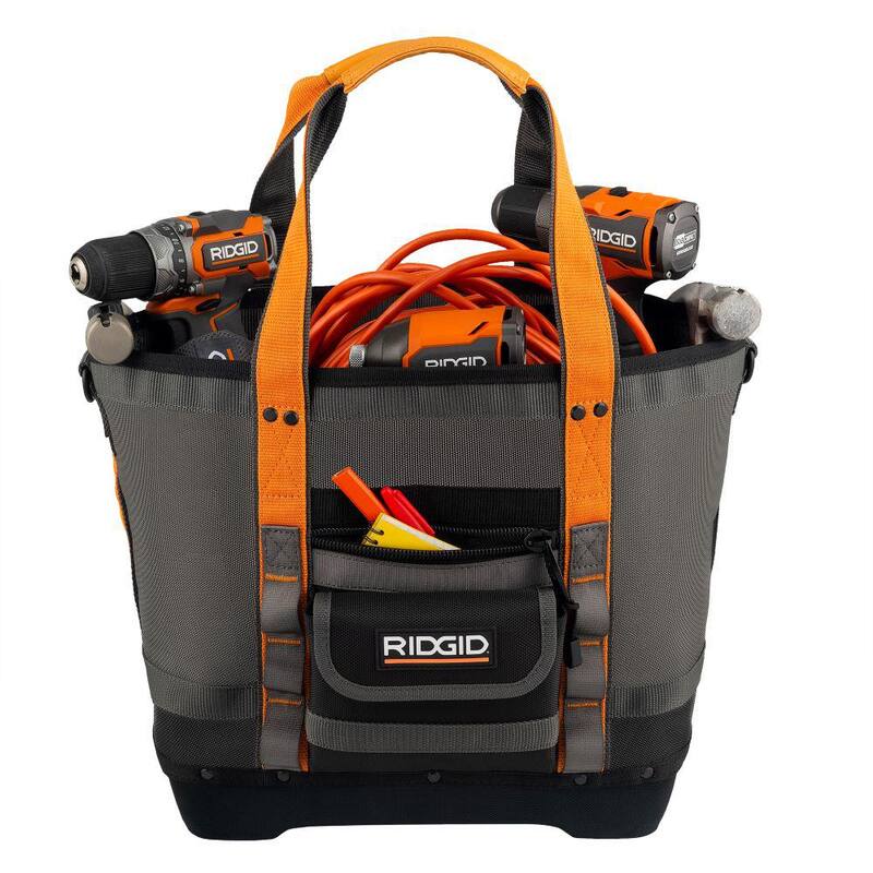 RIDGID 14 in. 5 Pocket Professional Grade Open Tool Tote - RD60088-TH