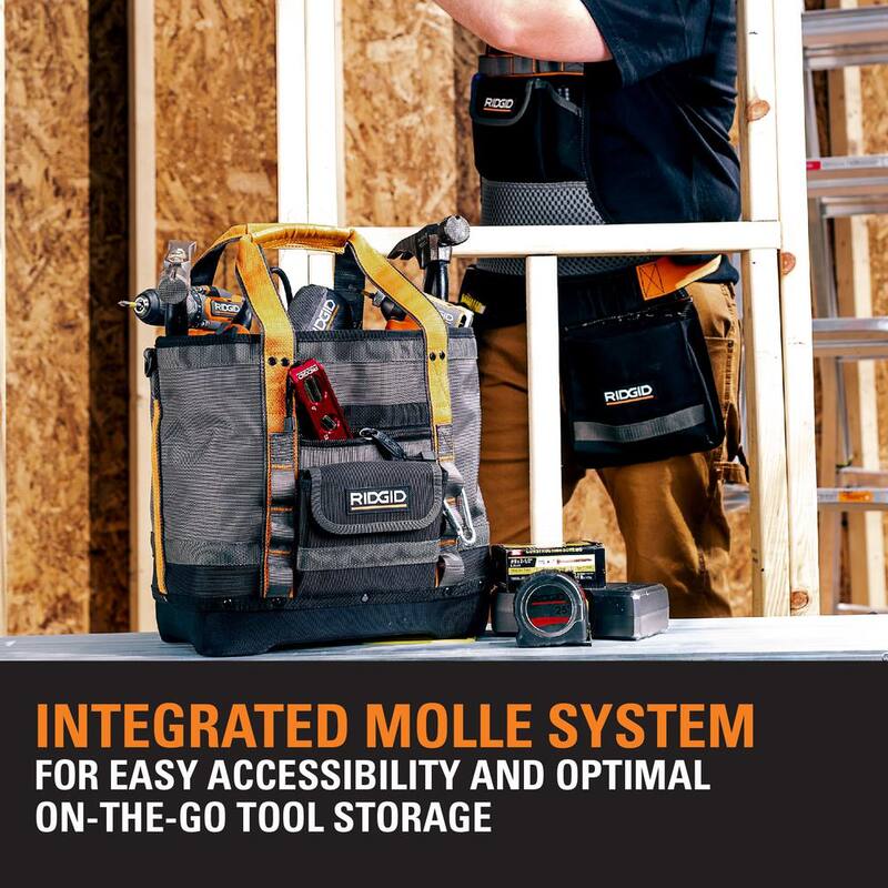 RIDGID 14 in. 5 Pocket Professional Grade Open Tool Tote - RD60088-TH