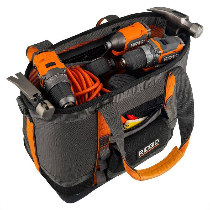 RIDGID 14 in. 5 Pocket Professional Grade Open Tool Tote - RD60088-TH