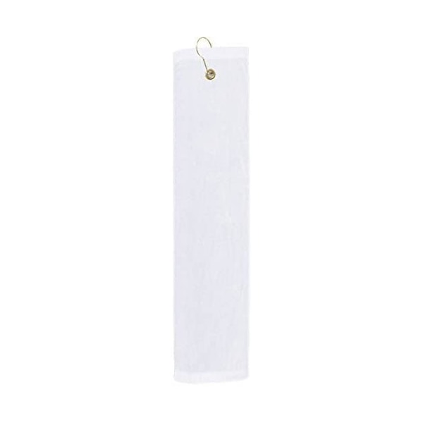 Towelsoft Premium 16 inch x 26 inch Velour Golf Towel with Tri-fold Hook & Grommet Placement-White - GOLF-GV1201TR-WE