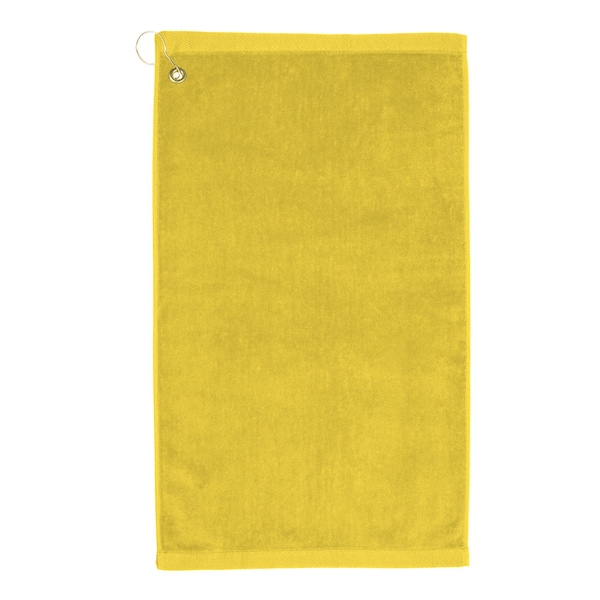 Towelsoft Premium 16 inch x 26 inch Velour Golf Towel with Corner Hook &Grommet Placement-Yellow - GOLF-GV1201CL-YLW