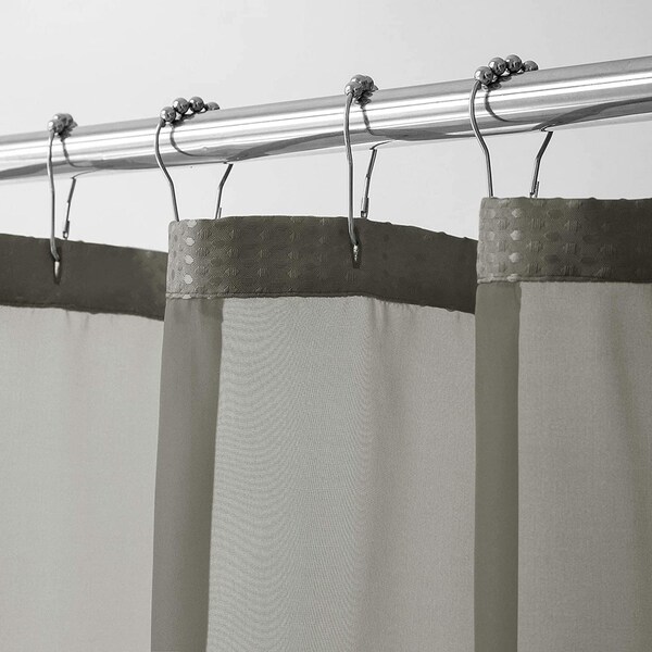 Homeroots 72 x 70 x 1 in. Gray Sheer & Grid Shower Curtain & Liner Set - 399753