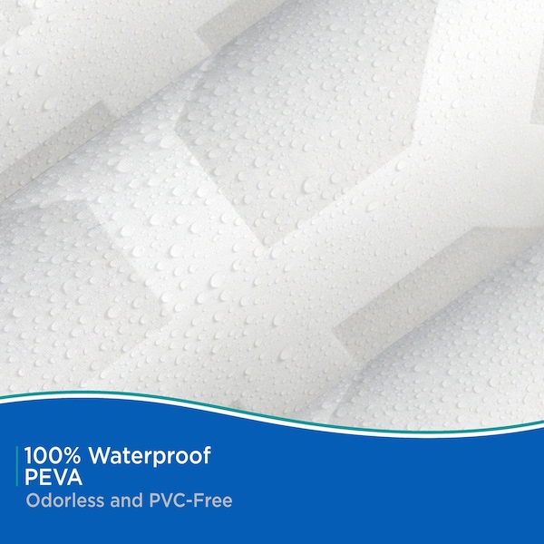 Kenney Mfg Medium Weight Decorative PEVA Shower Liner, 70" W x 72" H, Geo Frost - KN61267