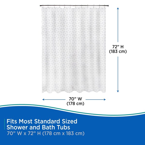 Kenney Mfg Medium Weight Decorative PEVA Shower Liner, 70" W x 72" H, Geo Frost - KN61267