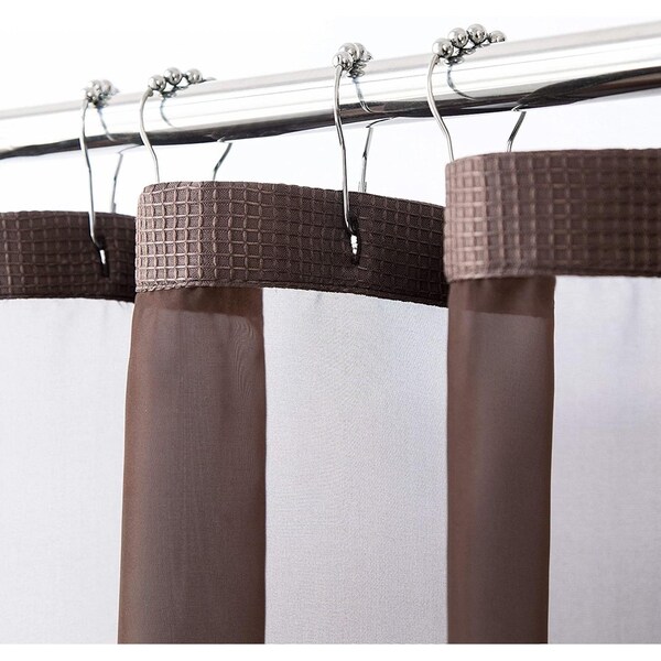 Homeroots 72 x 70 x 1 in. Brown Modern Grid Shower Curtain & Liner Set - 399757