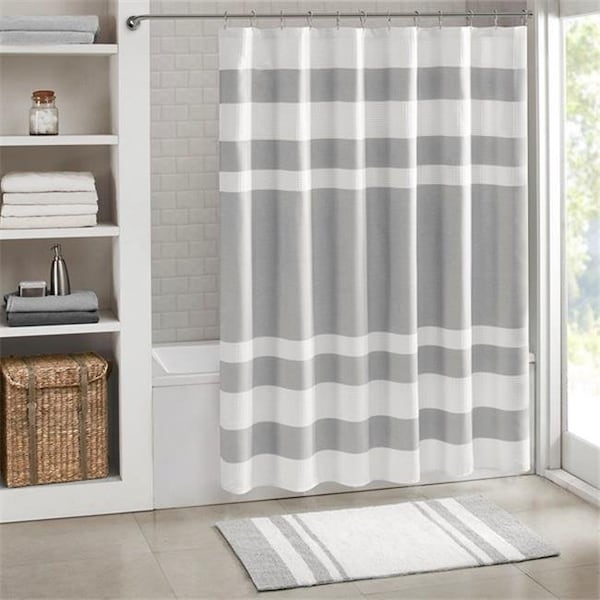Madison Park Madison Park MP70-4981 54 x 78 in. Spa Waffle Shower Curtain with 3M Treatment - Grey - MP70-4981